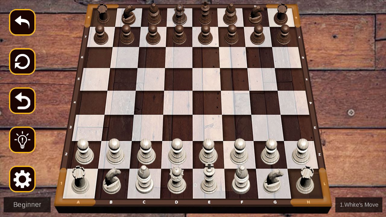 Chess King 3D chess board at the start of a game